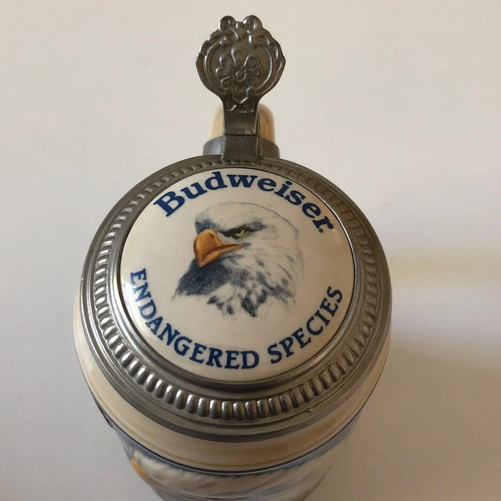 Vintage 1989 Budweiser Endangered Species Series Bald Eagle  Ceramic Stein CS106